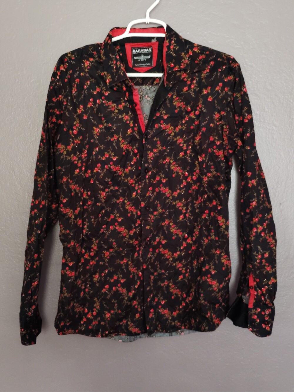 Barabas Floral Button Down Long Sleeve Shirt Floral L